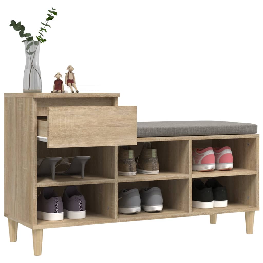 Schoenenkast 102x36x60 cm bewerkt hout sonoma eikenkleurig is nu te koop bij PeponiXL, paradijselijk wonen!