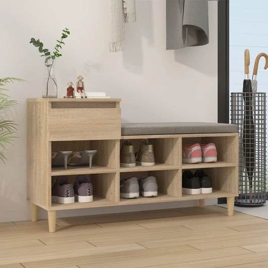 Schoenenkast 102x36x60 cm bewerkt hout sonoma eikenkleurig is nu te koop bij PeponiXL, paradijselijk wonen!