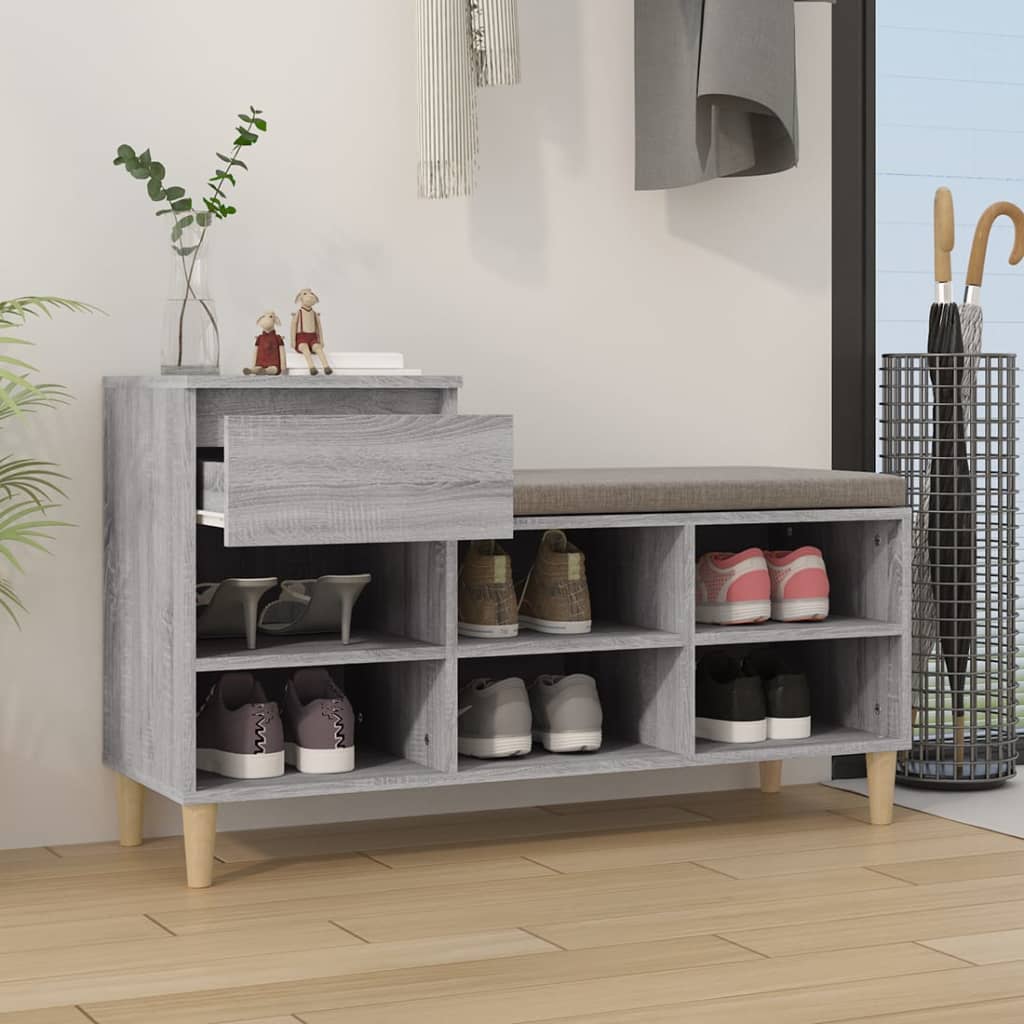 Schoenenkast 102x36x60 cm bewerkt hout sonoma grijs is nu te koop bij PeponiXL, paradijselijk wonen!
