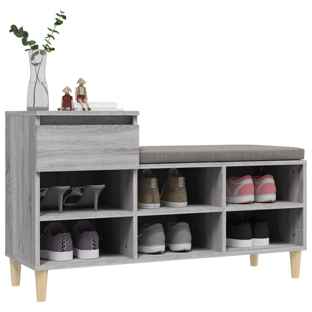 Schoenenkast 102x36x60 cm bewerkt hout sonoma grijs is nu te koop bij PeponiXL, paradijselijk wonen!