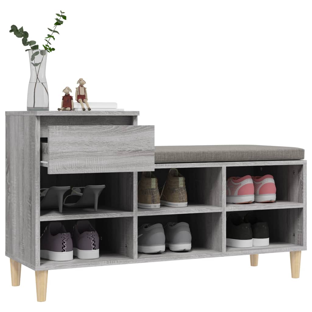 Schoenenkast 102x36x60 cm bewerkt hout sonoma grijs is nu te koop bij PeponiXL, paradijselijk wonen!