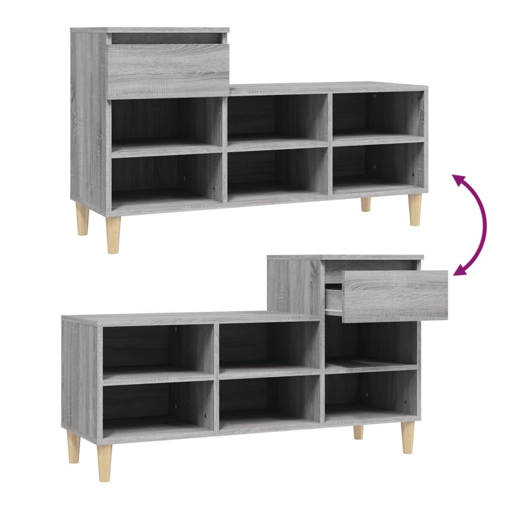 Schoenenkast 102x36x60 cm bewerkt hout sonoma grijs is nu te koop bij PeponiXL, paradijselijk wonen!