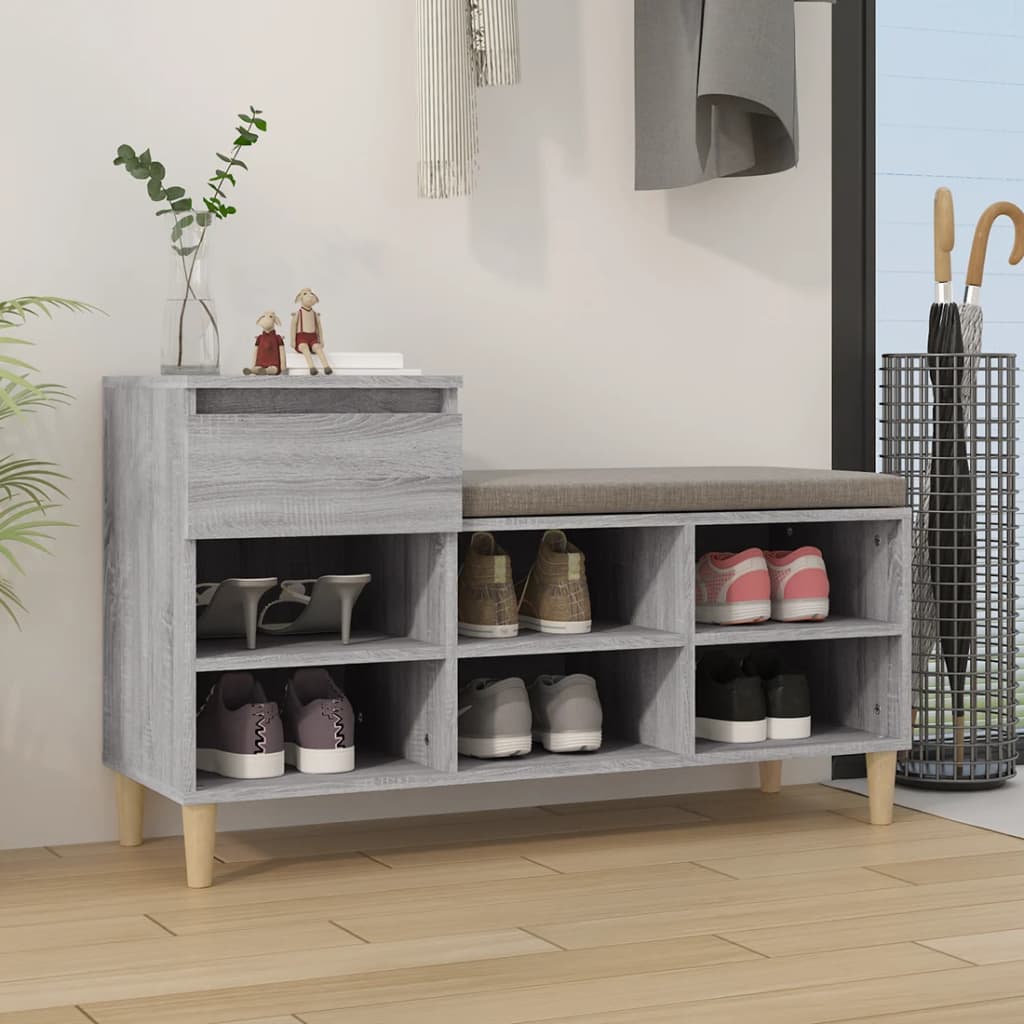 Schoenenkast 102x36x60 cm bewerkt hout sonoma grijs is nu te koop bij PeponiXL, paradijselijk wonen!