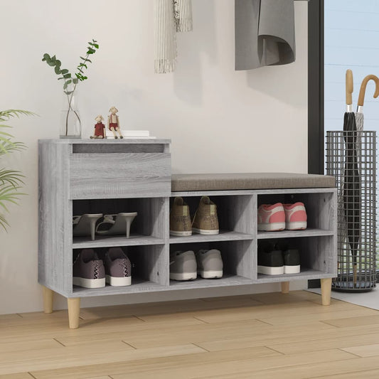 Schoenenkast 102x36x60 cm bewerkt hout sonoma grijs is nu te koop bij PeponiXL, paradijselijk wonen!