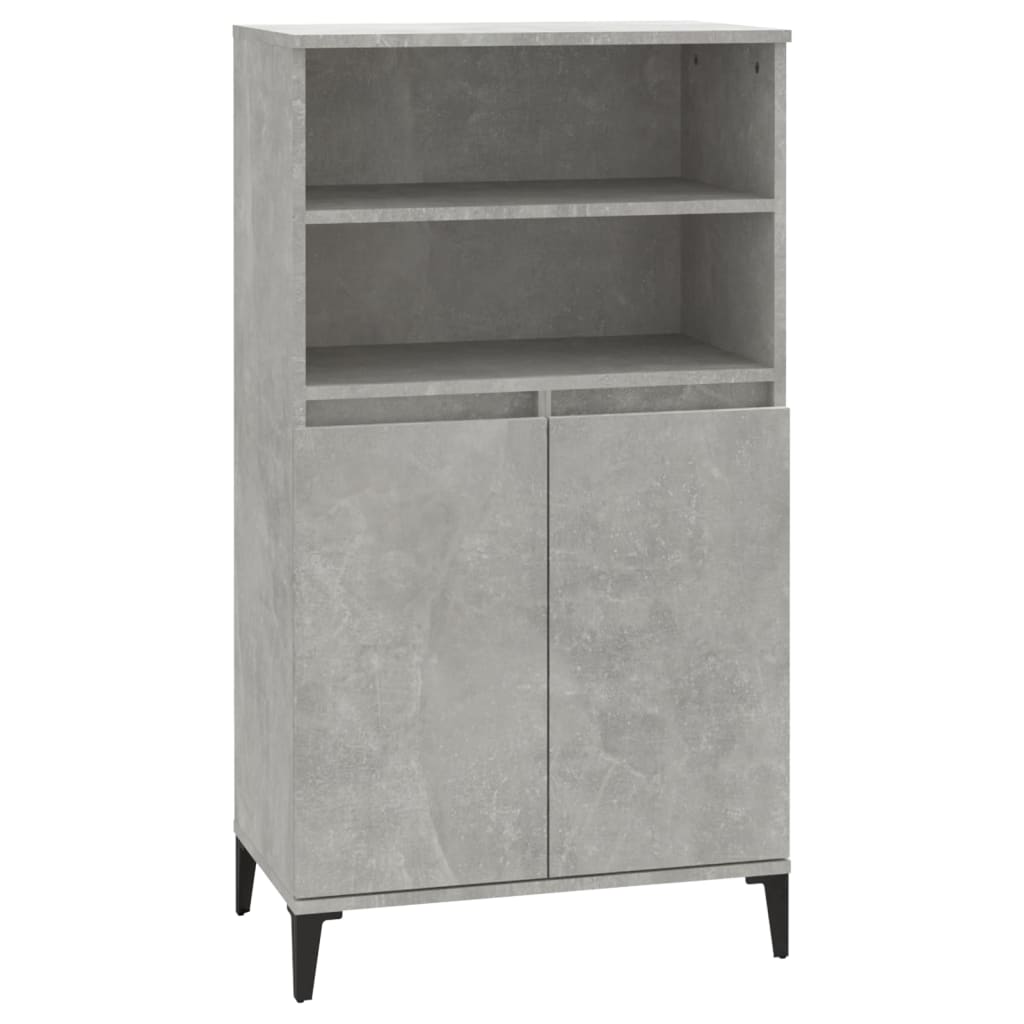 Hoge kast 60x36x110 cm bewerkt hout betongrijs is nu te koop bij PeponiXL, paradijselijk wonen!