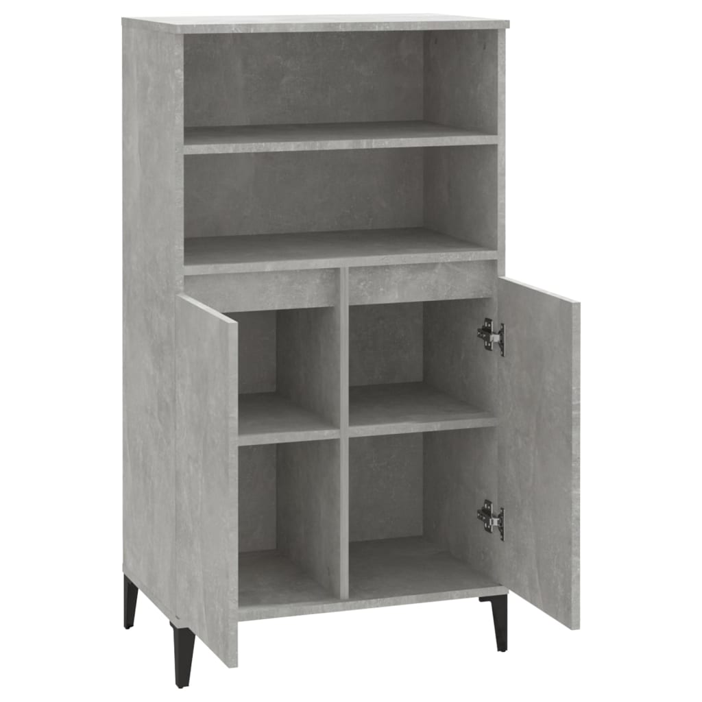 Hoge kast 60x36x110 cm bewerkt hout betongrijs is nu te koop bij PeponiXL, paradijselijk wonen!