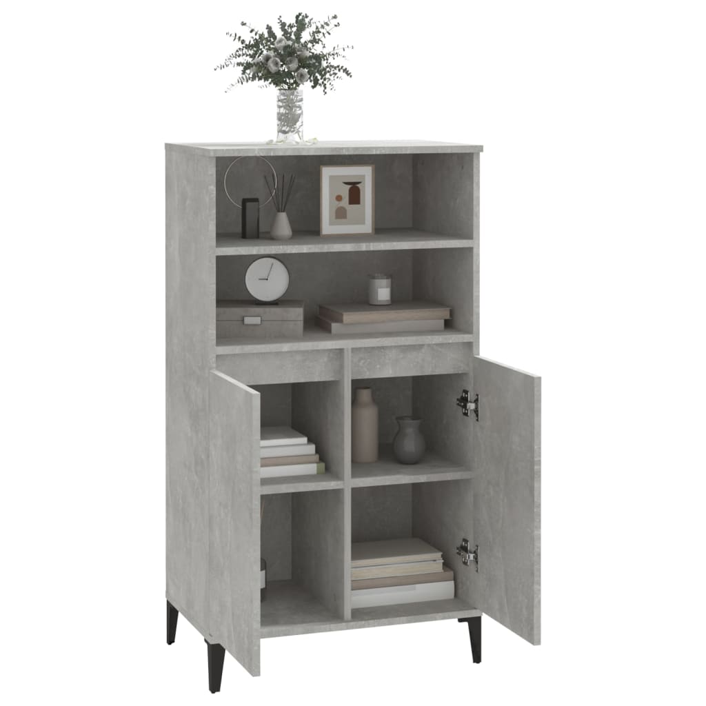 Hoge kast 60x36x110 cm bewerkt hout betongrijs is nu te koop bij PeponiXL, paradijselijk wonen!