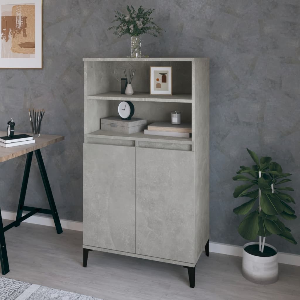 Hoge kast 60x36x110 cm bewerkt hout betongrijs is nu te koop bij PeponiXL, paradijselijk wonen!