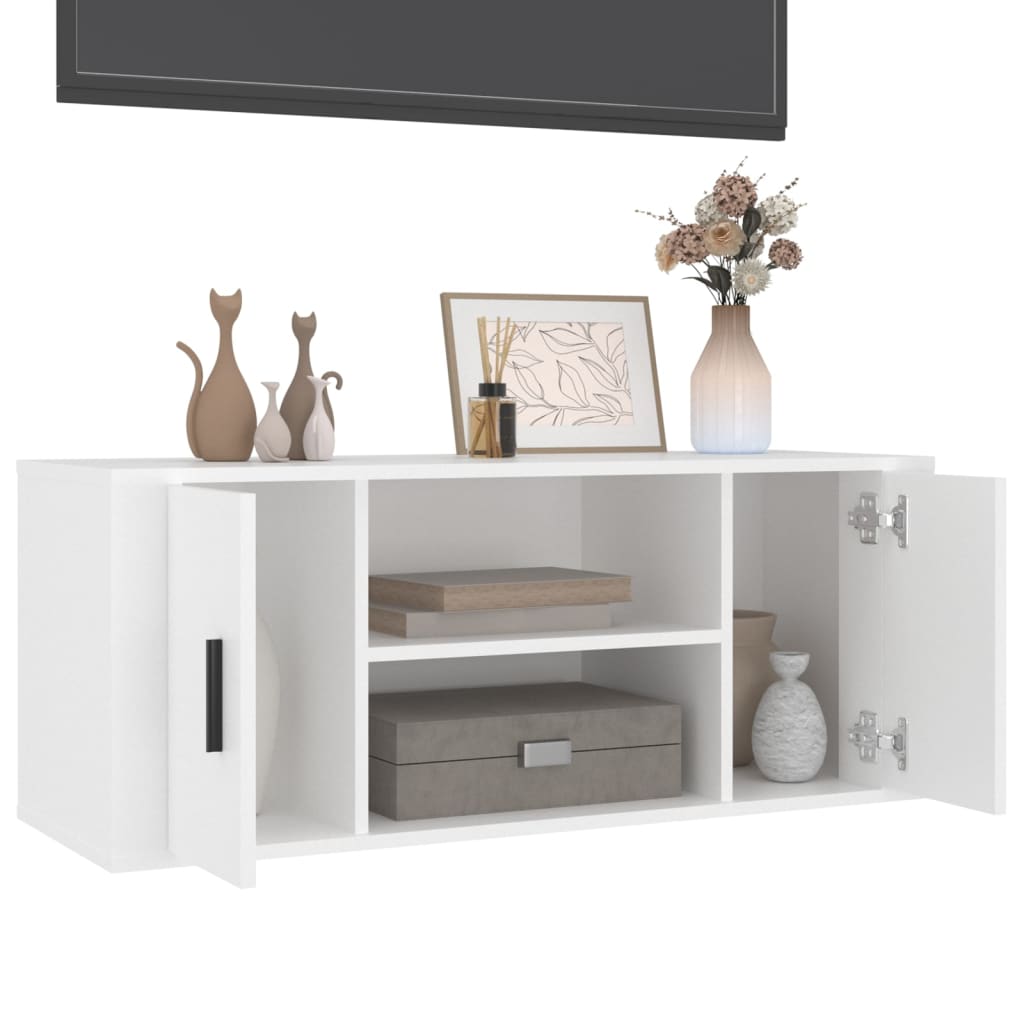 Tv-meubel 100x35x40 cm bewerkt hout wit is nu te koop bij PeponiXL, paradijselijk wonen!