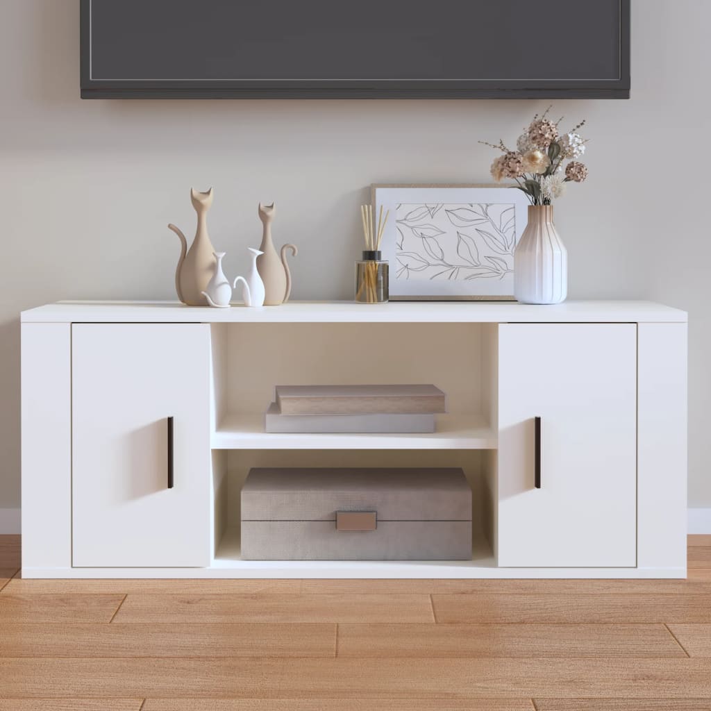 Tv-meubel 100x35x40 cm bewerkt hout wit is nu te koop bij PeponiXL, paradijselijk wonen!