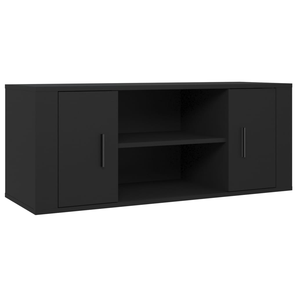 Tv-meubel 100x35x40 cm bewerkt hout zwart is nu te koop bij PeponiXL, paradijselijk wonen!
