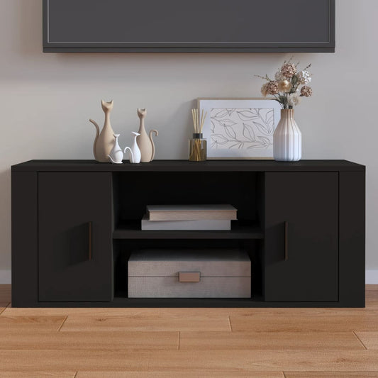 Tv-meubel 100x35x40 cm bewerkt hout zwart is nu te koop bij PeponiXL, paradijselijk wonen!