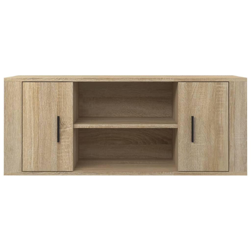 Tv-meubel 100x35x40 cm bewerkt hout sonoma eikenkleurig is nu te koop bij PeponiXL, paradijselijk wonen!
