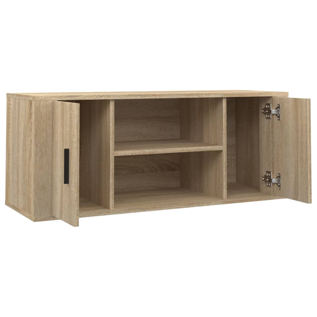 Tv-meubel 100x35x40 cm bewerkt hout sonoma eikenkleurig is nu te koop bij PeponiXL, paradijselijk wonen!