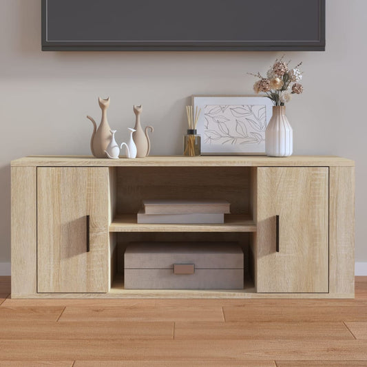 Tv-meubel 100x35x40 cm bewerkt hout sonoma eikenkleurig is nu te koop bij PeponiXL, paradijselijk wonen!