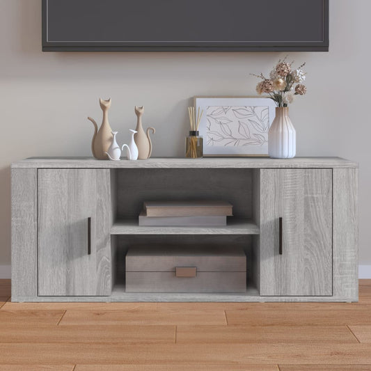 Tv-meubel 100x35x40 cm bewerkt hout grijs sonoma eikenkleurig is nu te koop bij PeponiXL, paradijselijk wonen!