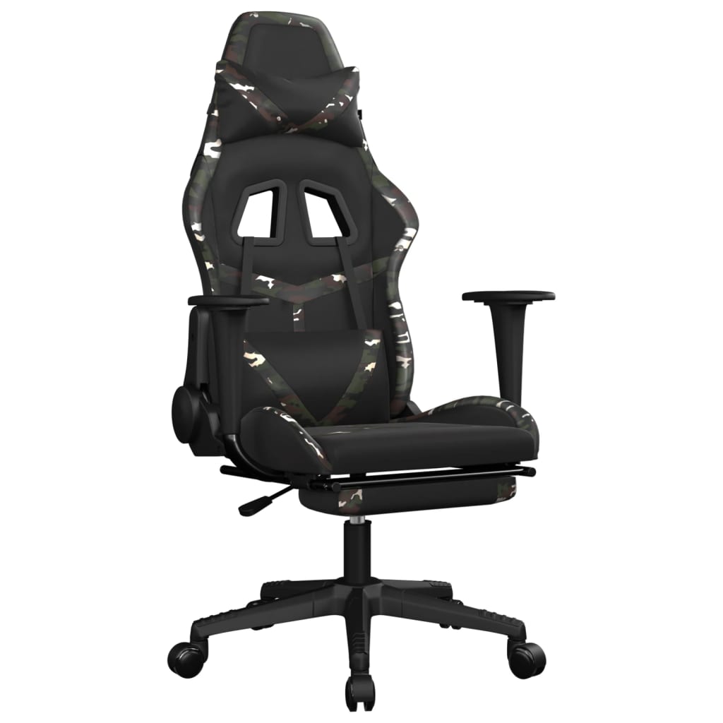 Gamestoel met voetensteun kunstleer zwart en camouflage is nu te koop bij PeponiXL, paradijselijk wonen!