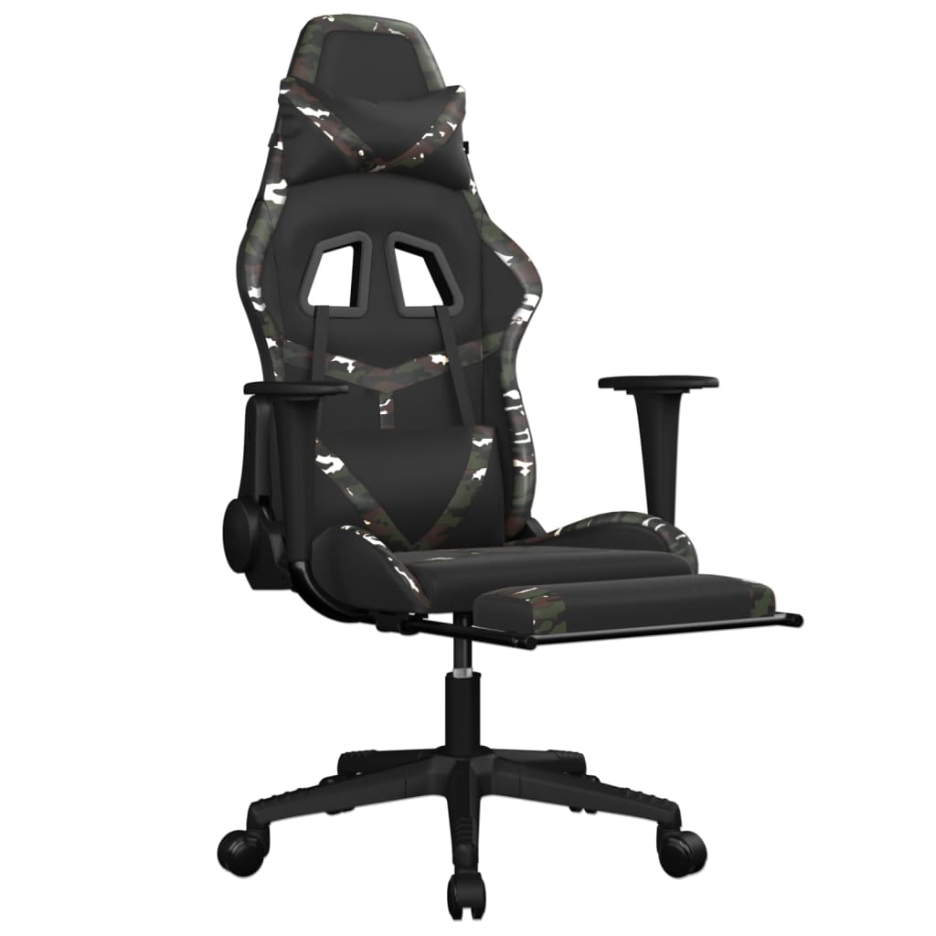 Gamestoel met voetensteun kunstleer zwart en camouflage is nu te koop bij PeponiXL, paradijselijk wonen!