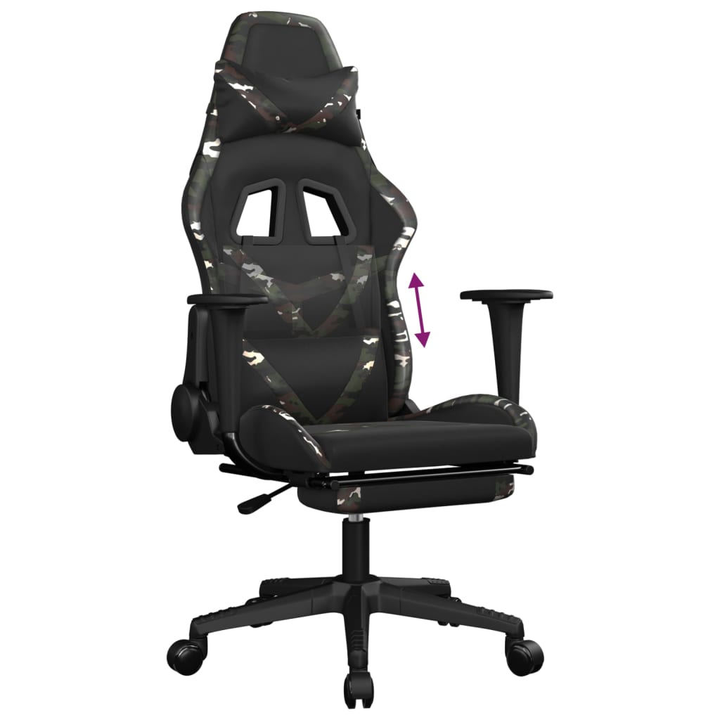 Gamestoel met voetensteun kunstleer zwart en camouflage is nu te koop bij PeponiXL, paradijselijk wonen!