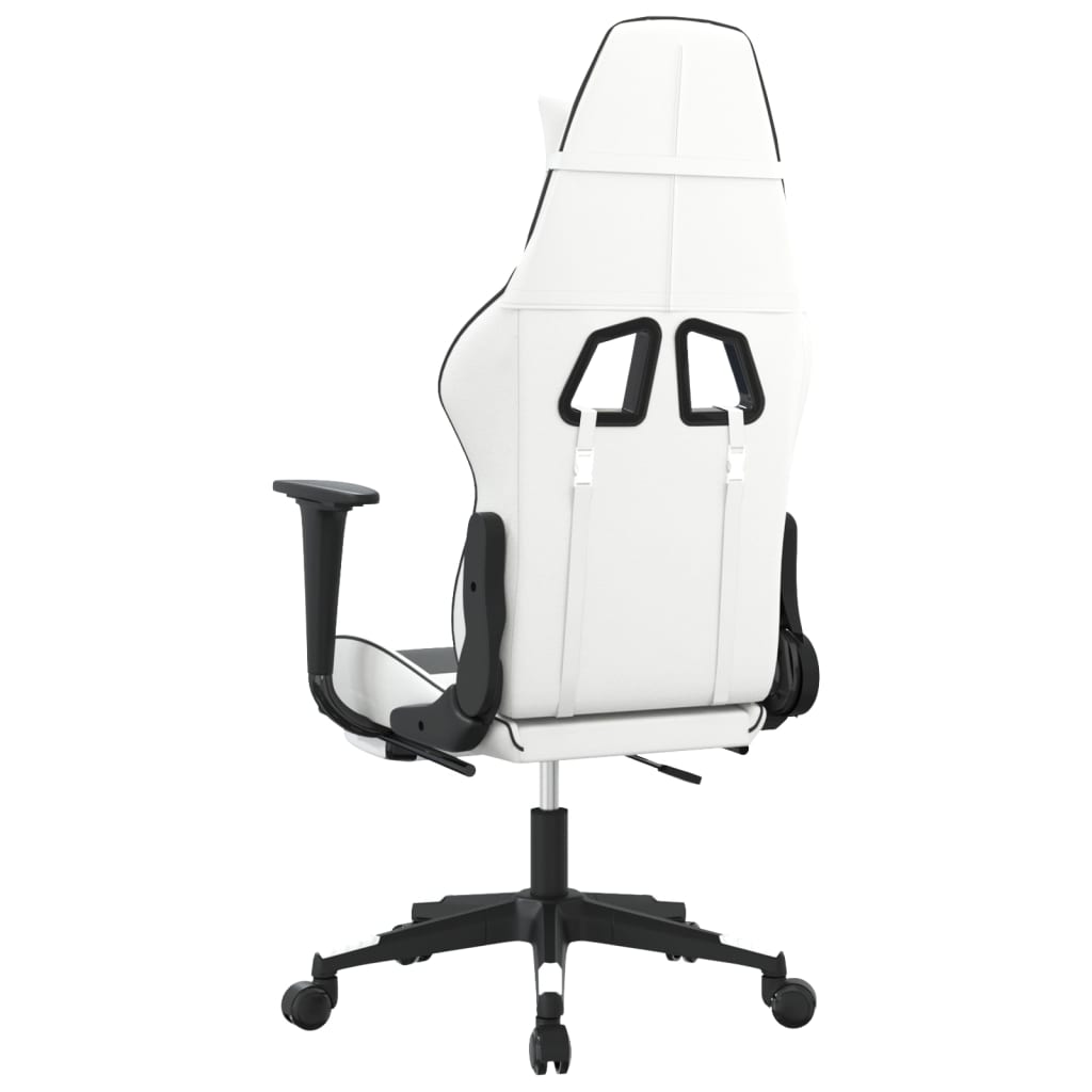 Gamestoel met voetensteun kunstleer wit en zwart is nu te koop bij PeponiXL, paradijselijk wonen!