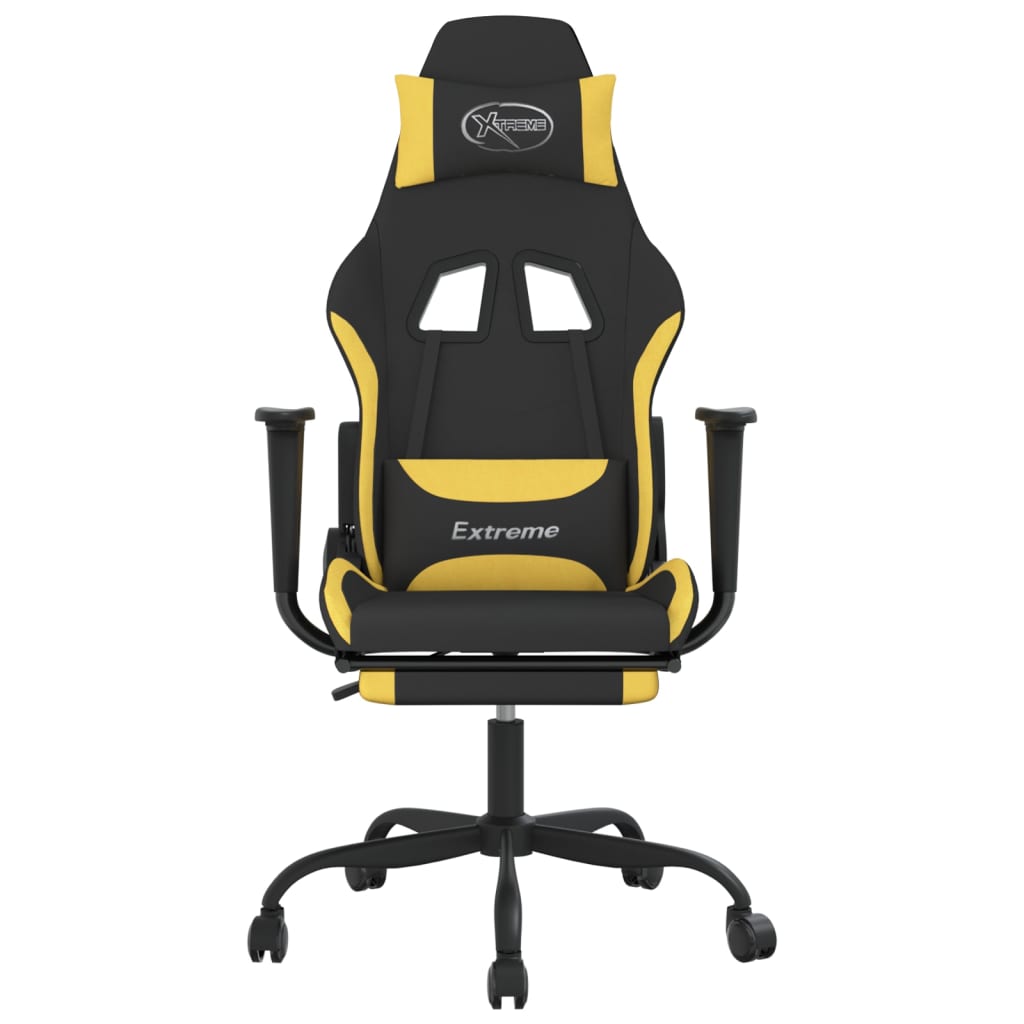 Gamestoel met voetensteun stof zwart en geel is nu te koop bij PeponiXL, paradijselijk wonen!
