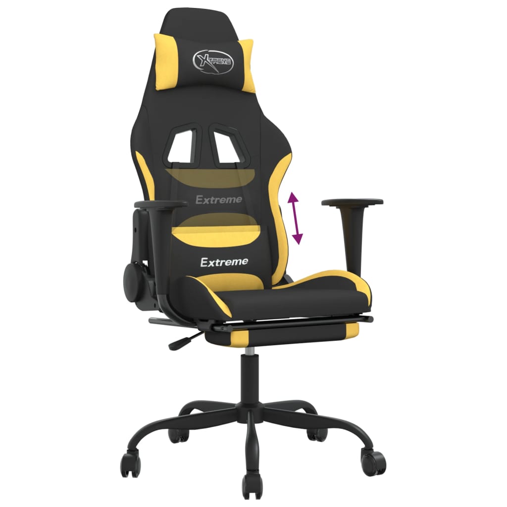 Gamestoel met voetensteun stof zwart en geel is nu te koop bij PeponiXL, paradijselijk wonen!