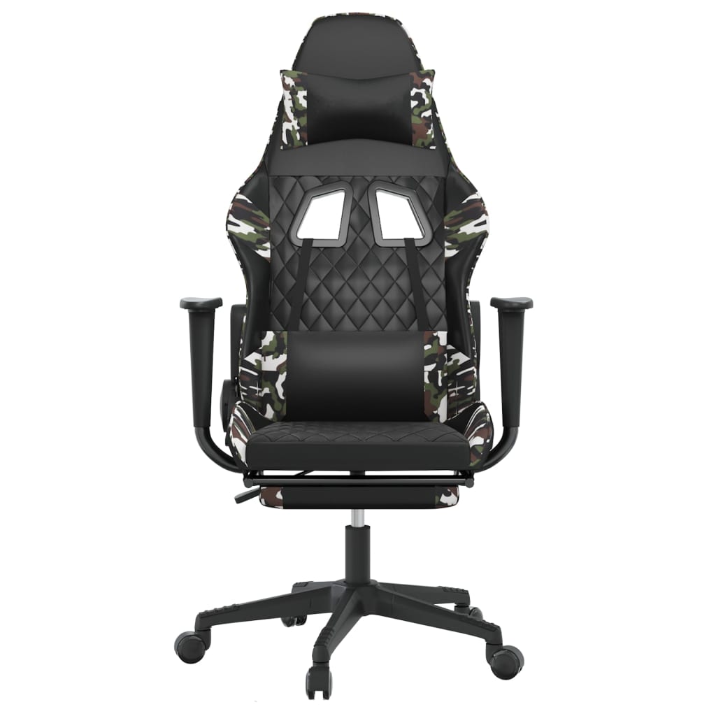 Gamestoel met voetensteun kunstleer zwart en camouflage is nu te koop bij PeponiXL, paradijselijk wonen!