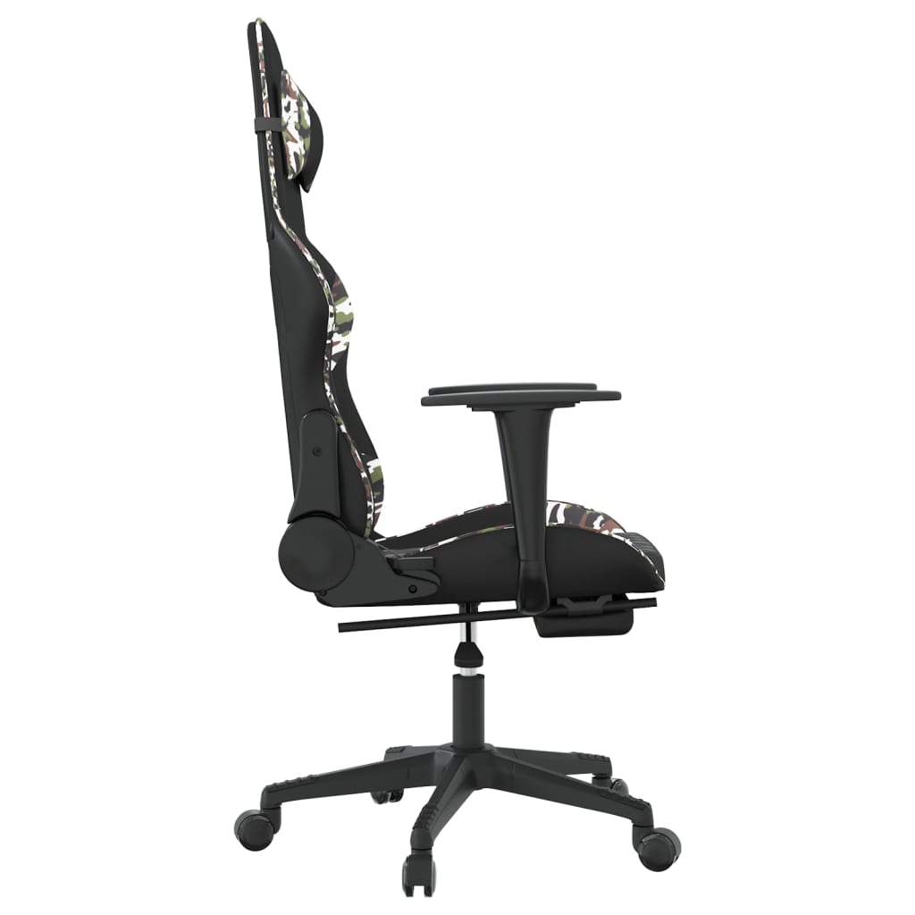 Gamestoel met voetensteun kunstleer zwart en camouflage is nu te koop bij PeponiXL, paradijselijk wonen!