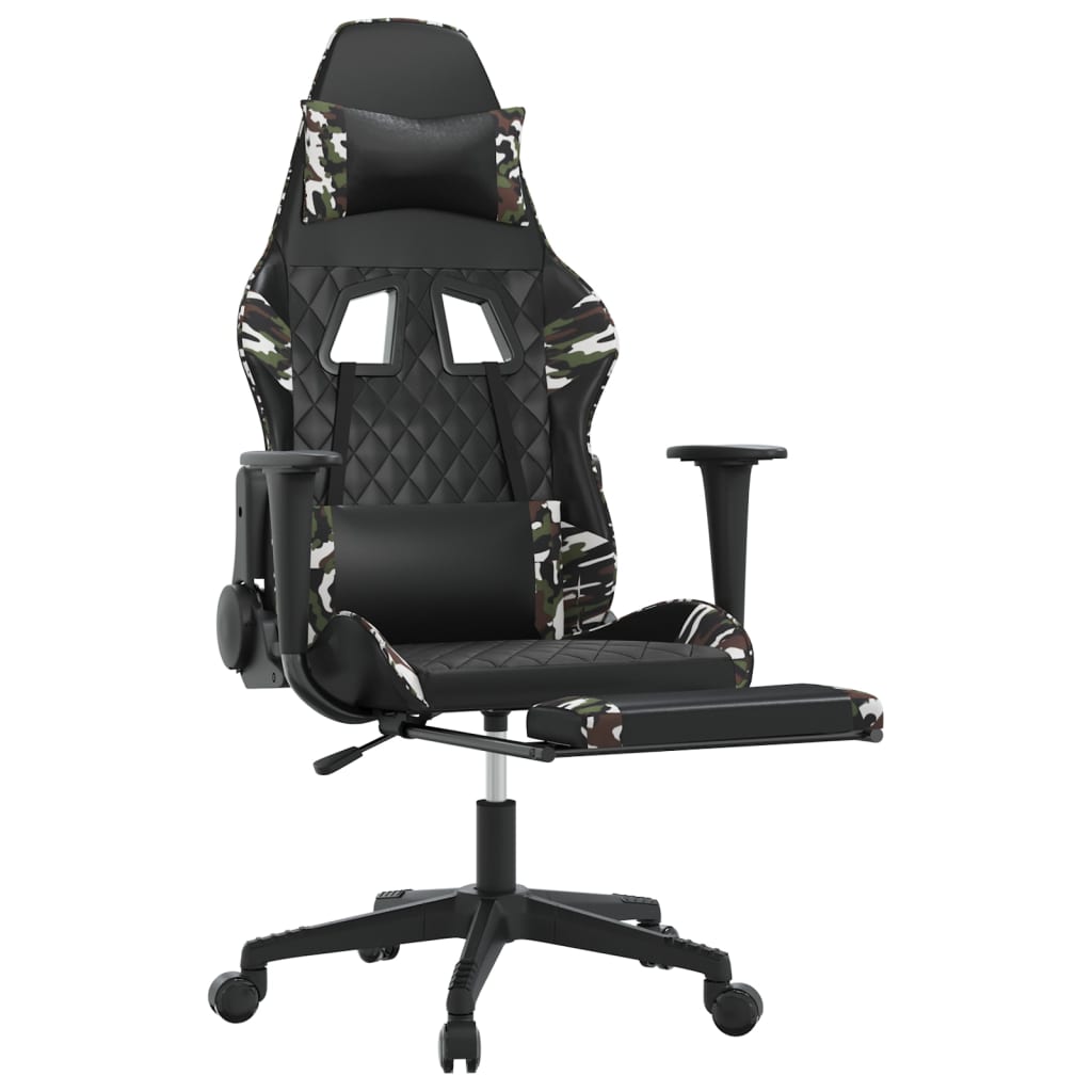 Gamestoel met voetensteun kunstleer zwart en camouflage is nu te koop bij PeponiXL, paradijselijk wonen!