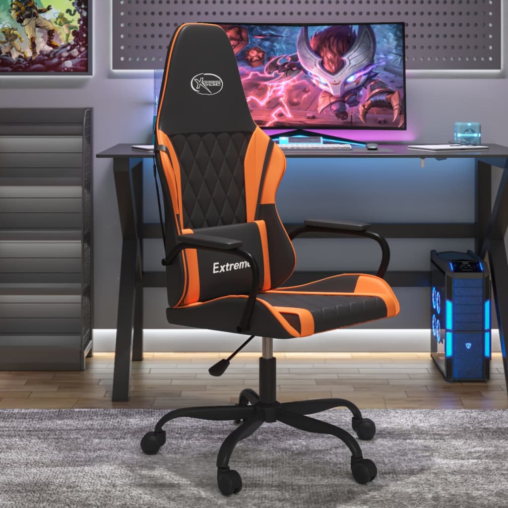 Gamestoel kunstleer zwart en oranje is nu te koop bij PeponiXL, paradijselijk wonen!