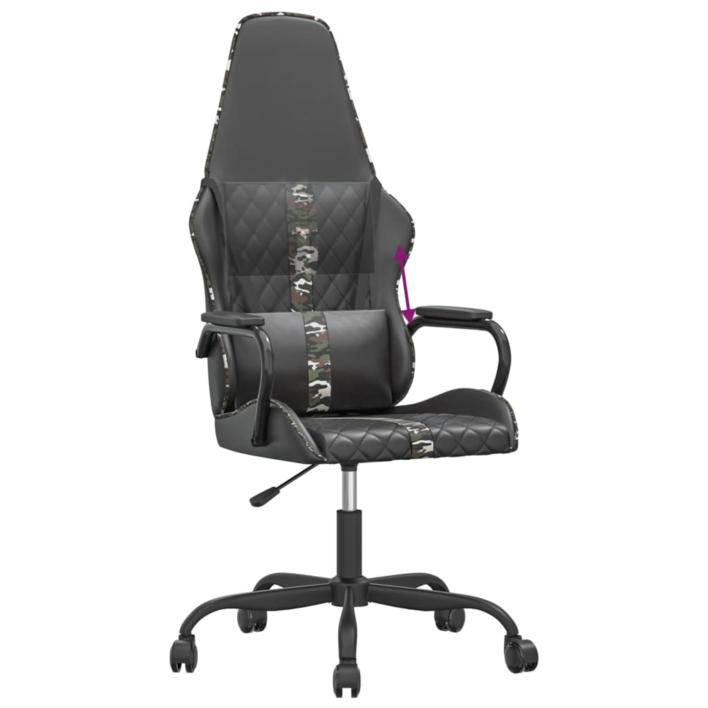 Gamestoel kunstleer zwart en camouflage is nu te koop bij PeponiXL, paradijselijk wonen!