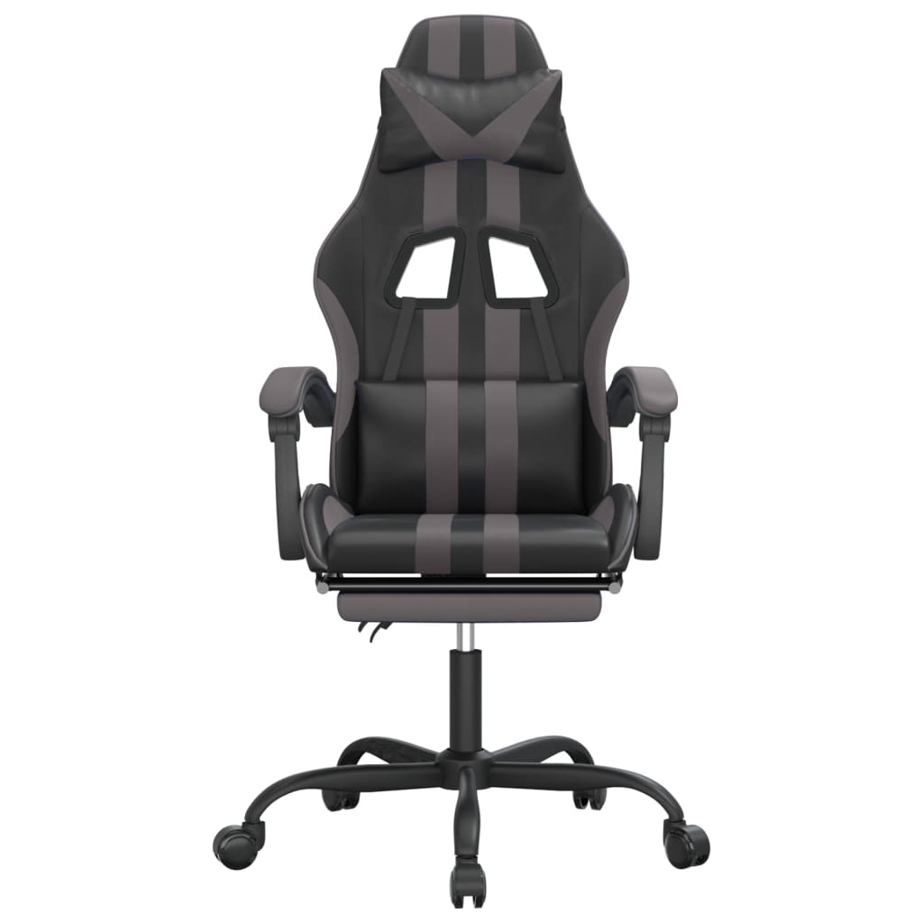 Gamestoel met voetensteun kunstleer zwart en grijs is nu te koop bij PeponiXL, paradijselijk wonen!