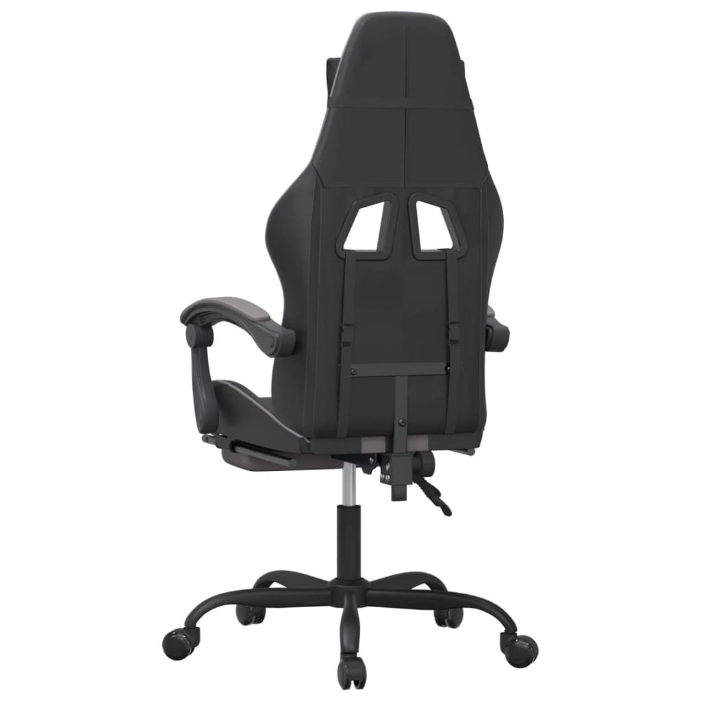 Gamestoel met voetensteun kunstleer zwart en grijs is nu te koop bij PeponiXL, paradijselijk wonen!