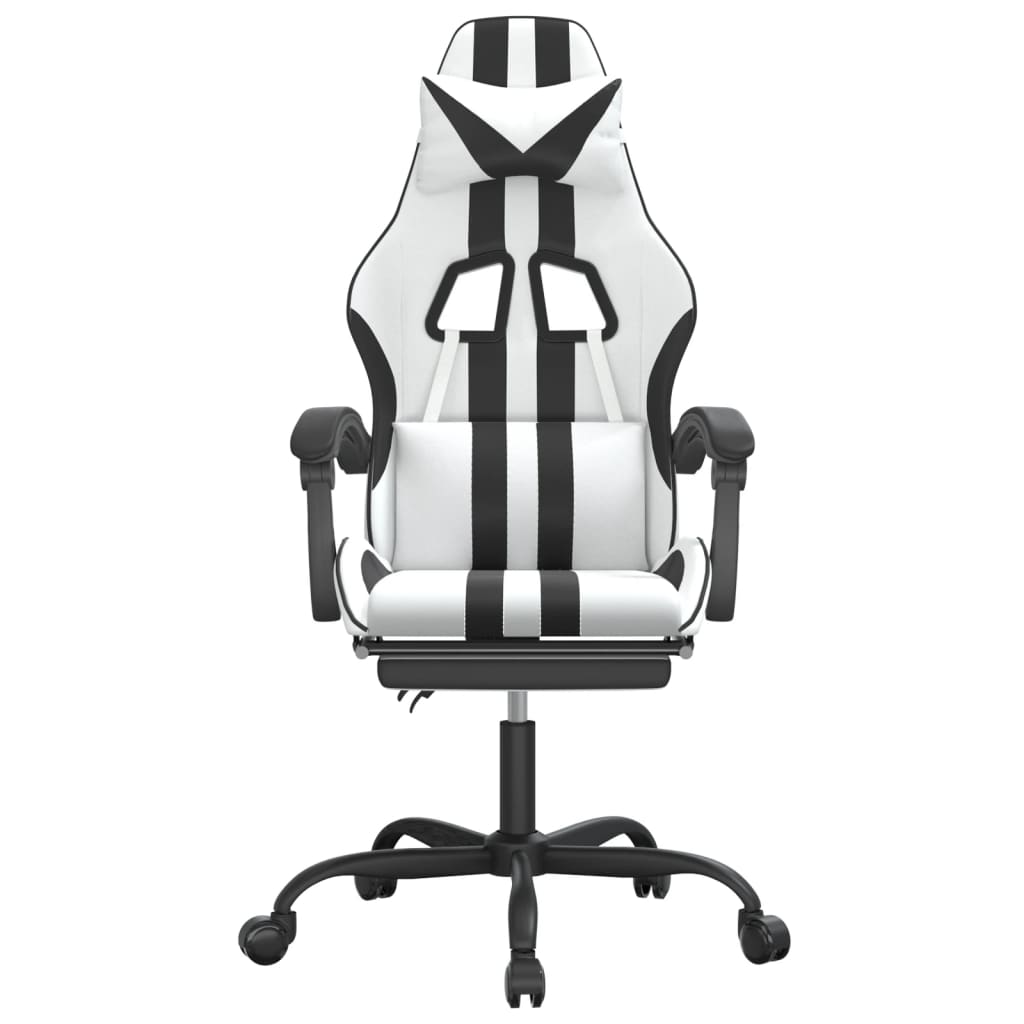 Gamestoel met voetensteun kunstleer wit en zwart is nu te koop bij PeponiXL, paradijselijk wonen!