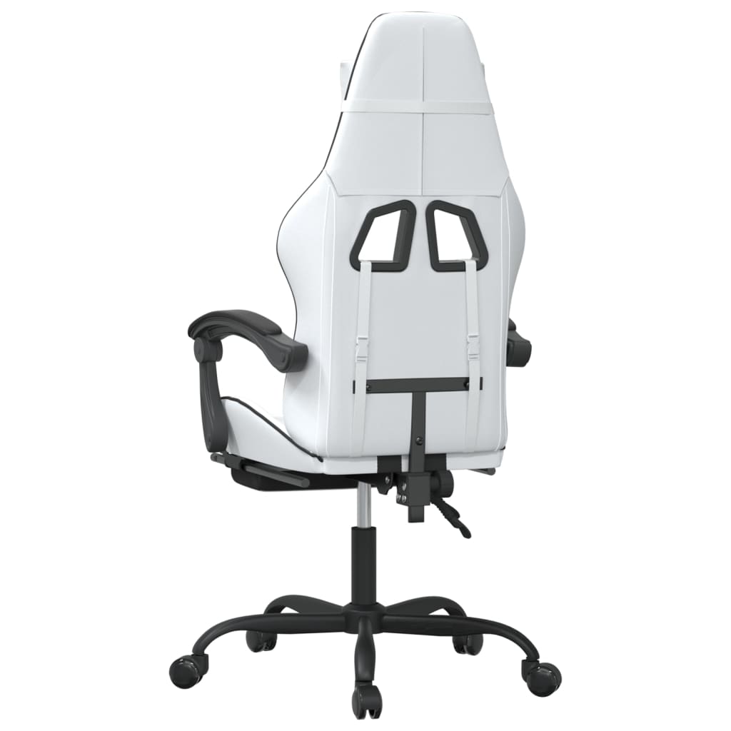 Gamestoel met voetensteun kunstleer wit en zwart is nu te koop bij PeponiXL, paradijselijk wonen!