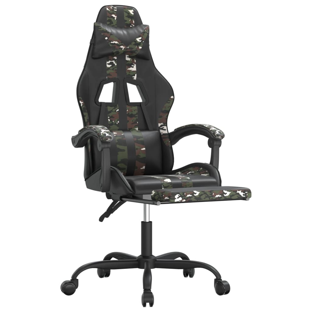 Gamestoel met voetensteun kunstleer zwart en camouflage is nu te koop bij PeponiXL, paradijselijk wonen!
