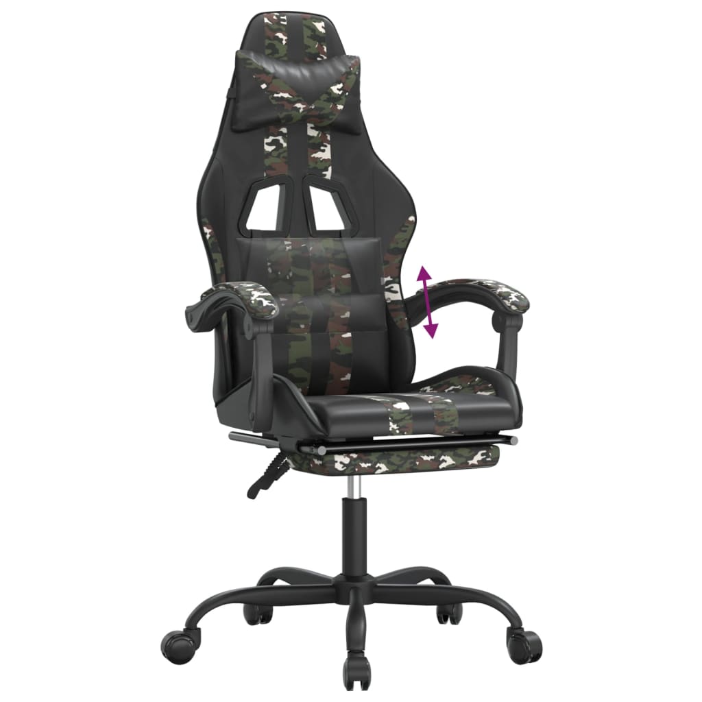 Gamestoel met voetensteun kunstleer zwart en camouflage is nu te koop bij PeponiXL, paradijselijk wonen!