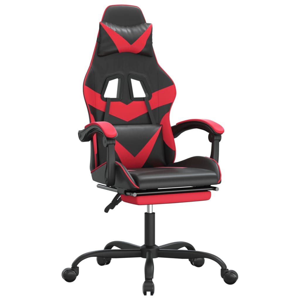 Gamestoel met voetensteun kunstleer zwart en rood is nu te koop bij PeponiXL, paradijselijk wonen!