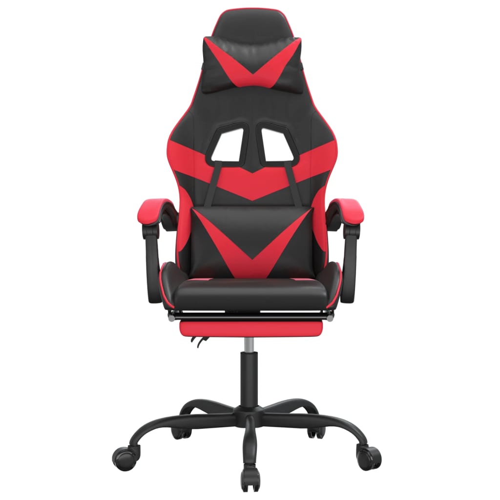 Gamestoel met voetensteun kunstleer zwart en rood is nu te koop bij PeponiXL, paradijselijk wonen!