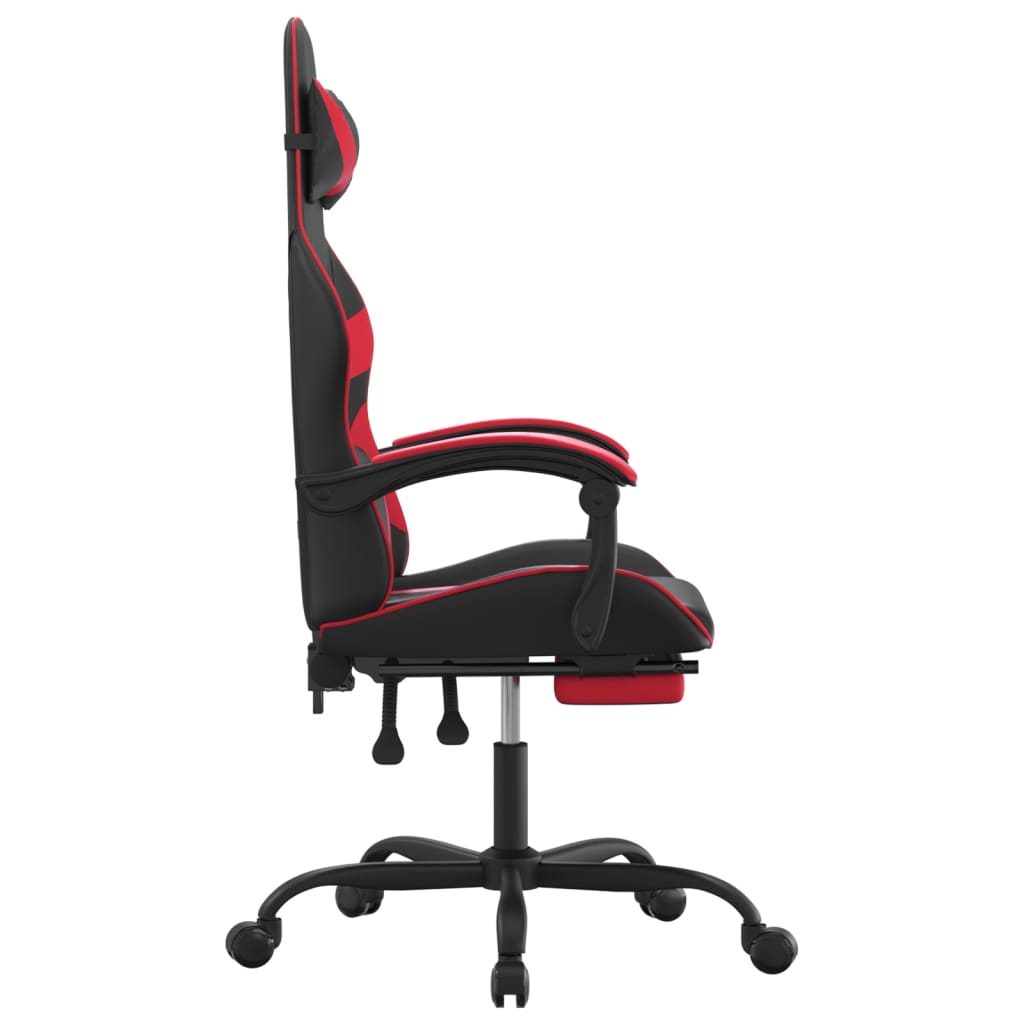 Gamestoel met voetensteun kunstleer zwart en rood is nu te koop bij PeponiXL, paradijselijk wonen!