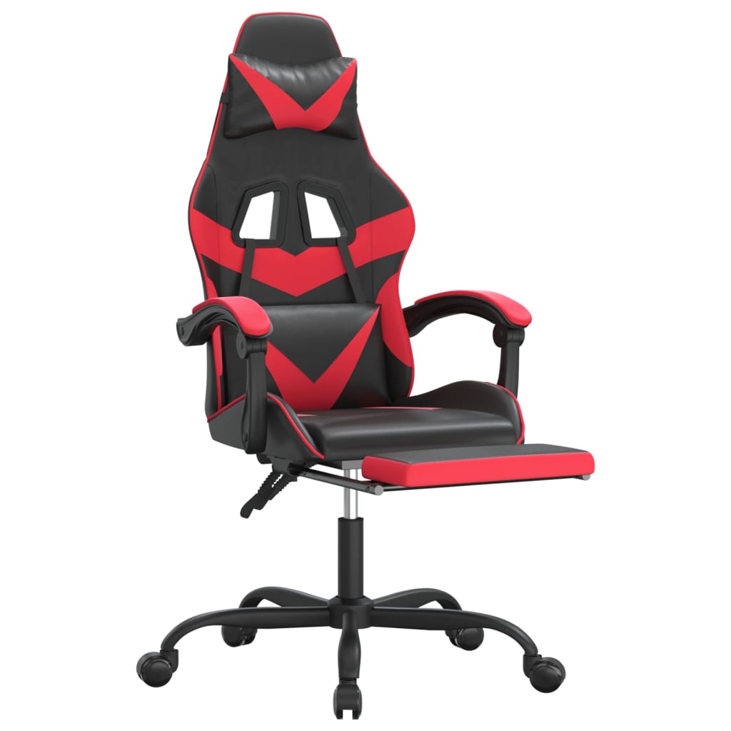 Gamestoel met voetensteun kunstleer zwart en rood is nu te koop bij PeponiXL, paradijselijk wonen!