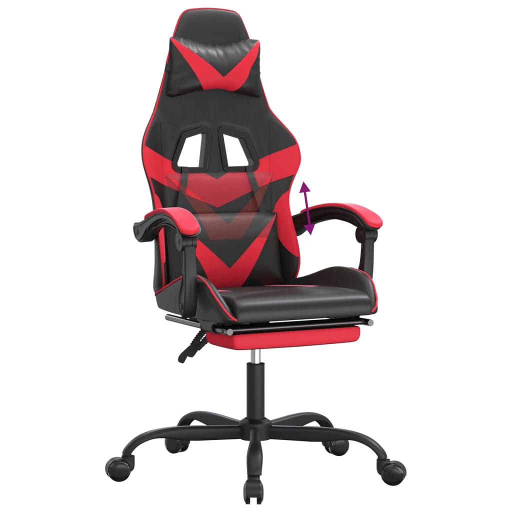 Gamestoel met voetensteun kunstleer zwart en rood is nu te koop bij PeponiXL, paradijselijk wonen!