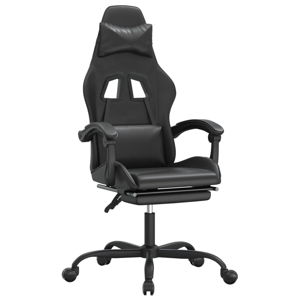 Gamestoel met voetensteun kunstleer zwart is nu te koop bij PeponiXL, paradijselijk wonen!