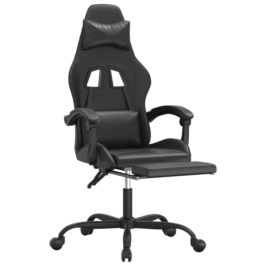 Gamestoel met voetensteun kunstleer zwart is nu te koop bij PeponiXL, paradijselijk wonen!
