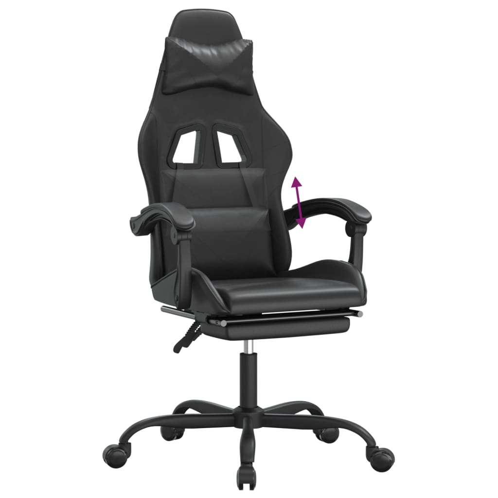 Gamestoel met voetensteun kunstleer zwart is nu te koop bij PeponiXL, paradijselijk wonen!