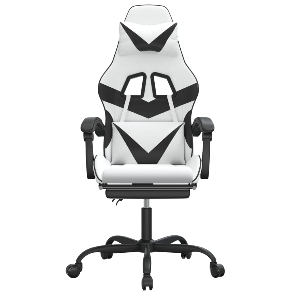 Gamestoel met voetensteun kunstleer wit en zwart is nu te koop bij PeponiXL, paradijselijk wonen!