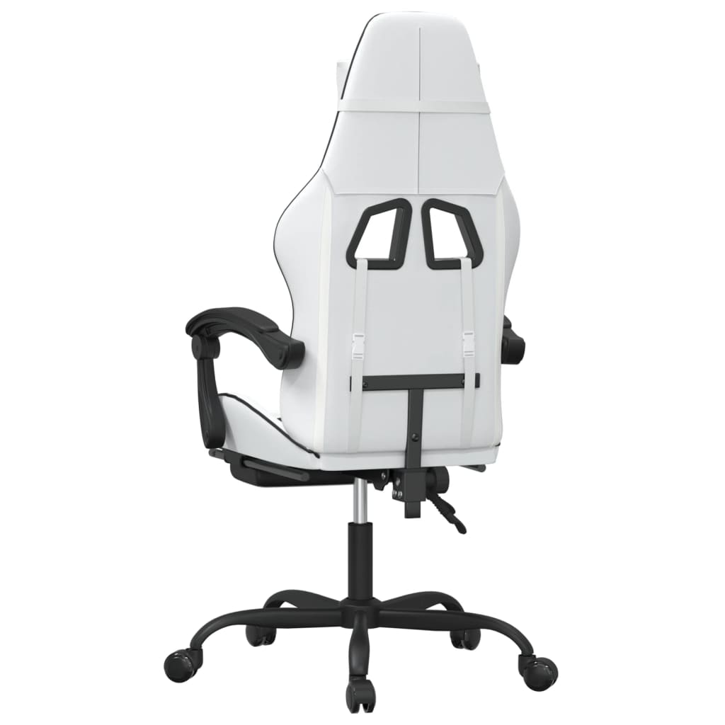 Gamestoel met voetensteun kunstleer wit en zwart is nu te koop bij PeponiXL, paradijselijk wonen!