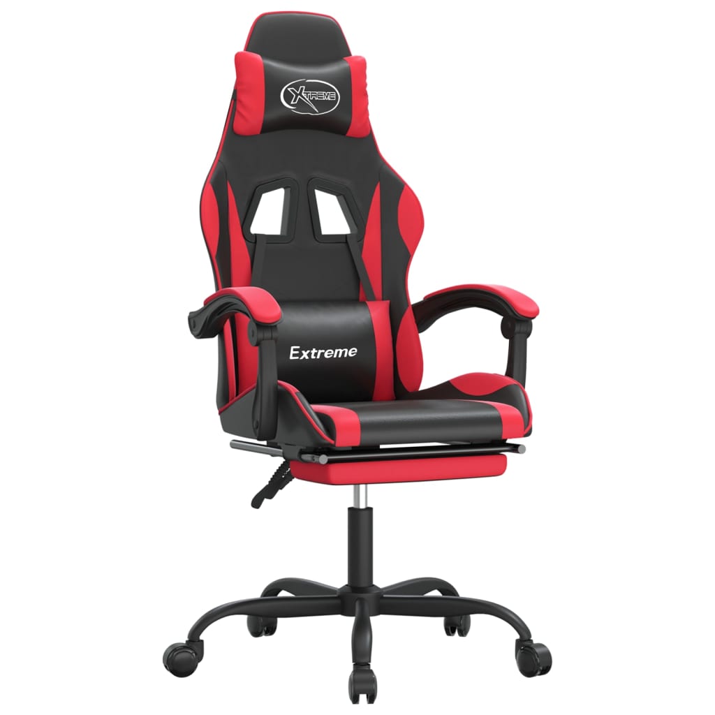 Gamestoel met voetensteun kunstleer zwart en rood is nu te koop bij PeponiXL, paradijselijk wonen!