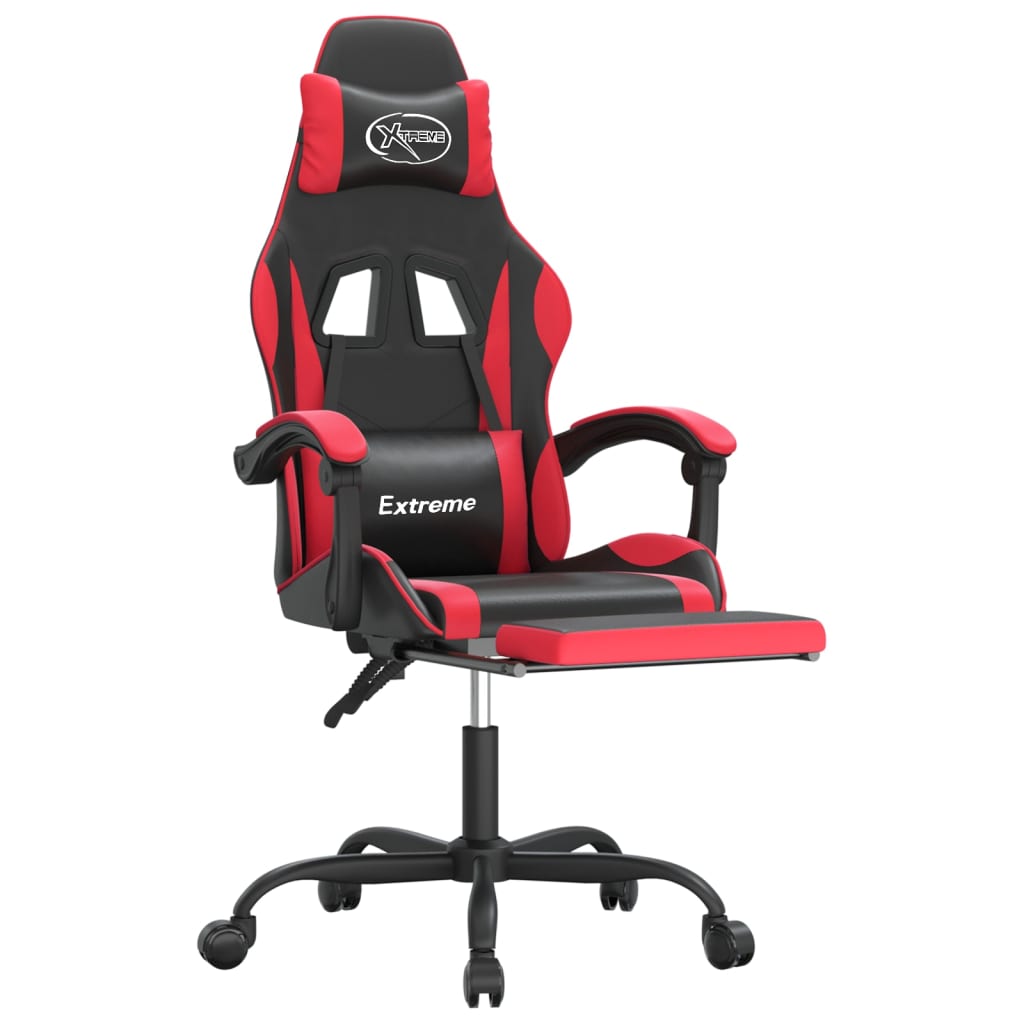 Gamestoel met voetensteun kunstleer zwart en rood is nu te koop bij PeponiXL, paradijselijk wonen!