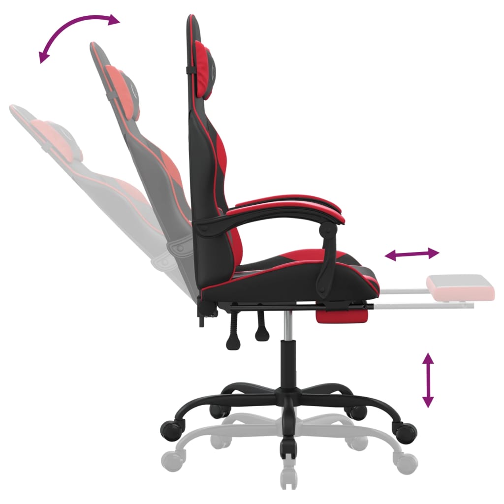 Gamestoel met voetensteun kunstleer zwart en rood is nu te koop bij PeponiXL, paradijselijk wonen!